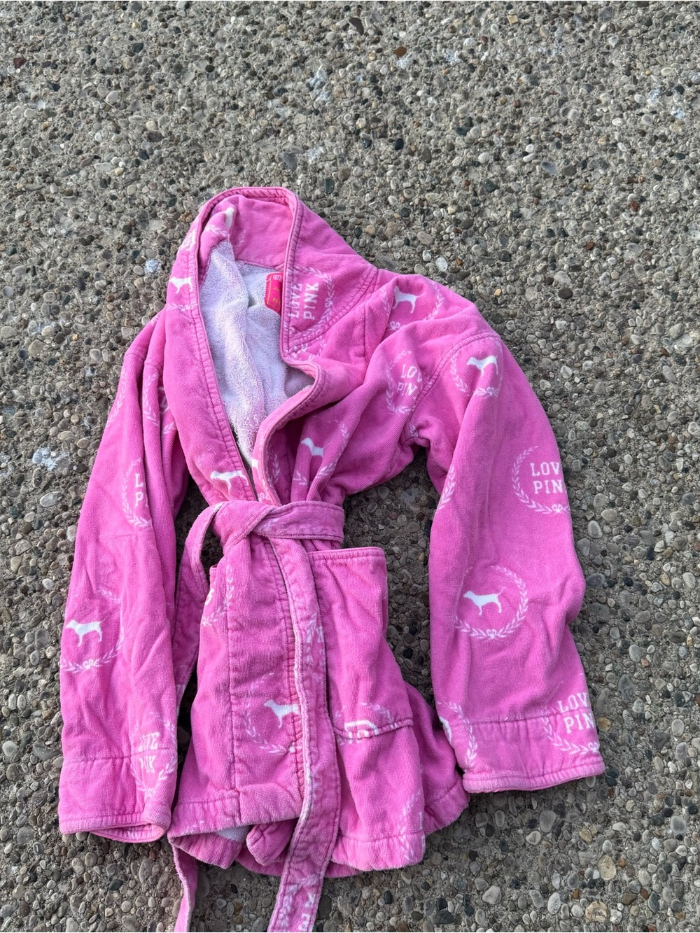 Victoria's Secret Pink Terry Cloth Robe W Tie Good Condition